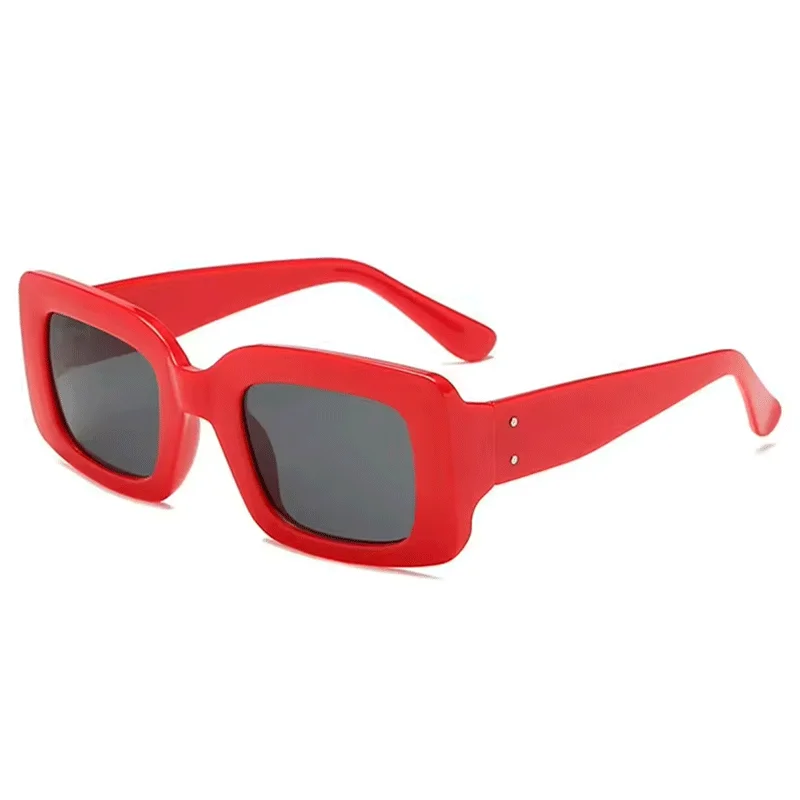 Fashion Red White Glasses Cross border Hot Sale Rectangular Shades Big PC Frame High Quality Sunglasses for Men Women Party Gift