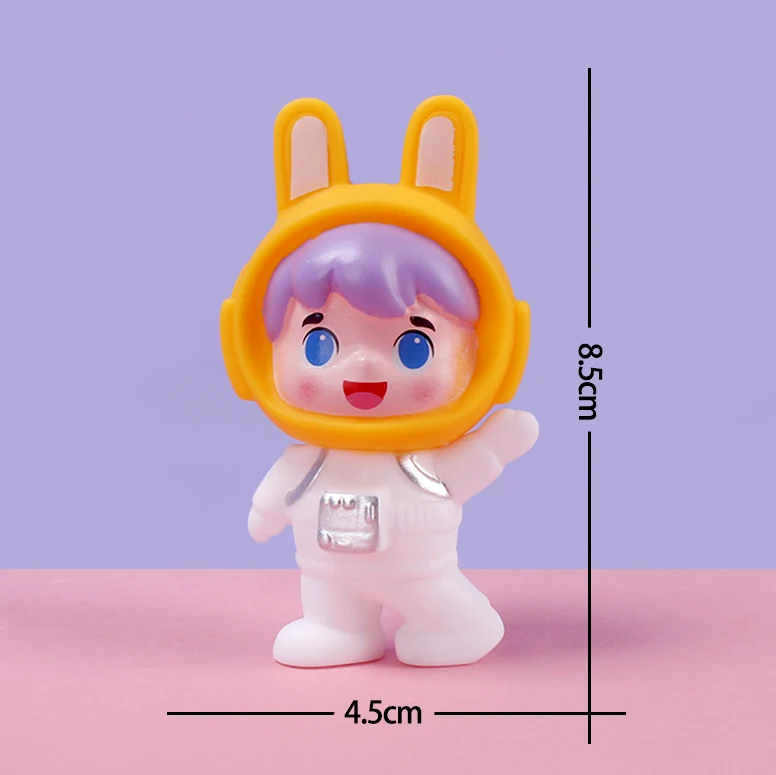 Astronaut raising hands little boy standing posture purple hair car doll ornament cake decoration