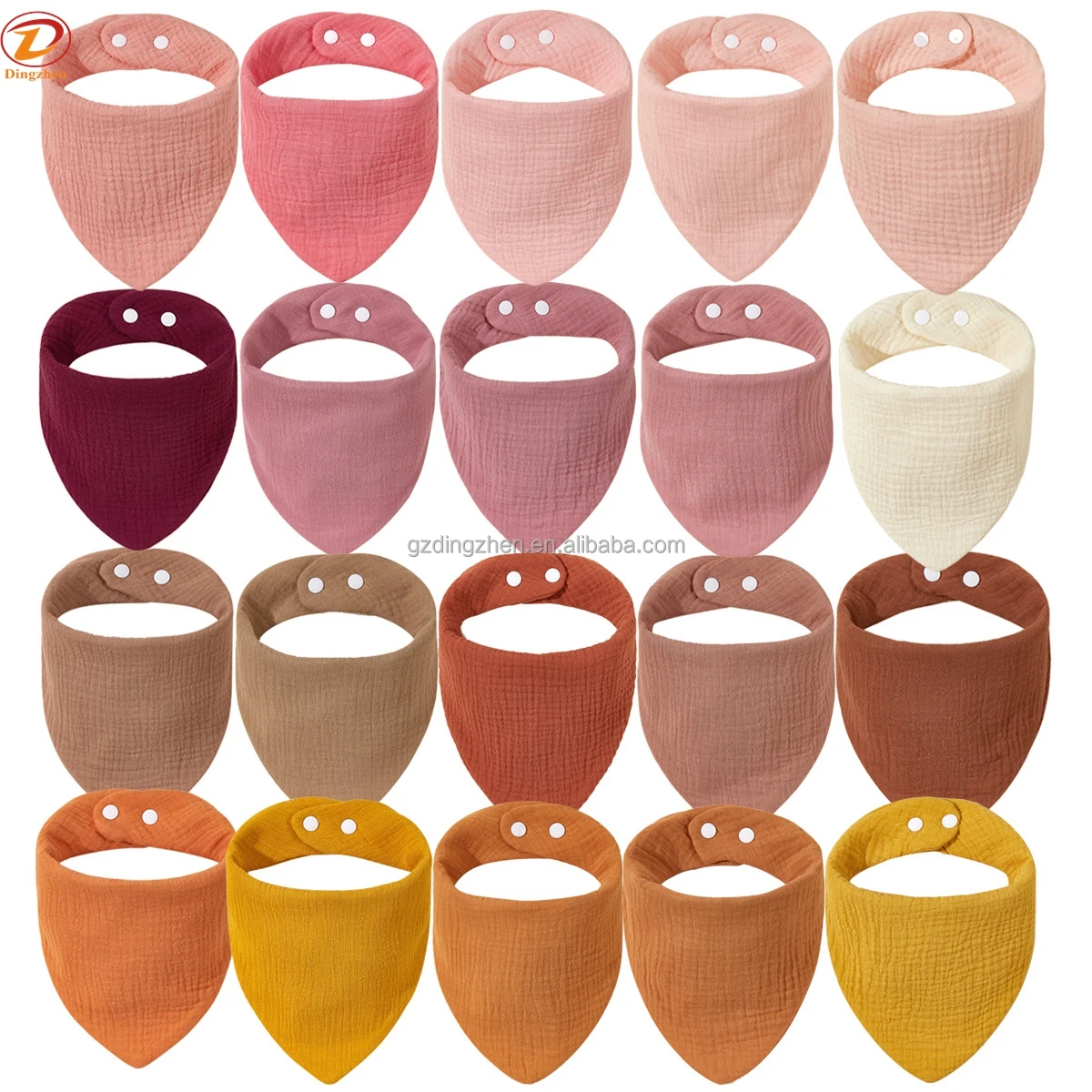 Custom Organic Muslin baby bibs Adjustable Button Reusable Bandana Bibs Super Soft Waterproof Multi Use Cotton bibs