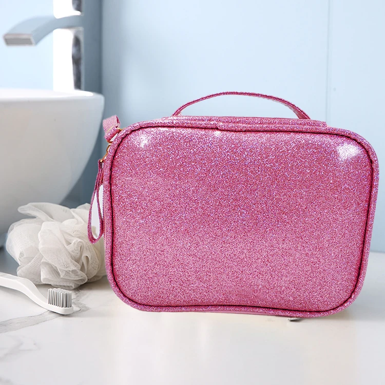 shiny glitter PU leather pouch table makeup organizer cosmetic storage cases travel accessories makeup organizer custom bag