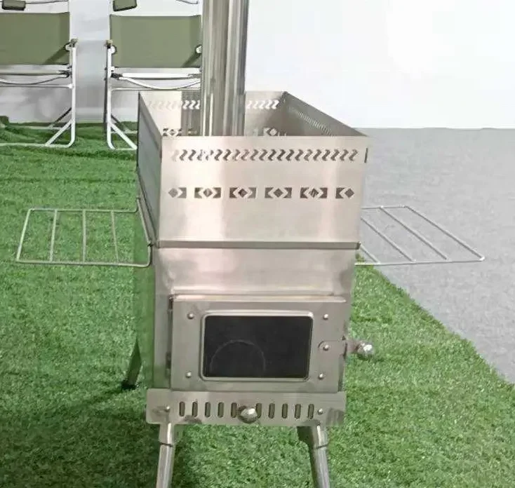 Modern Design Outdoor Multipurpose Folding Portable Wood Burning Camp Stainless Steel Stove with Long Pipe