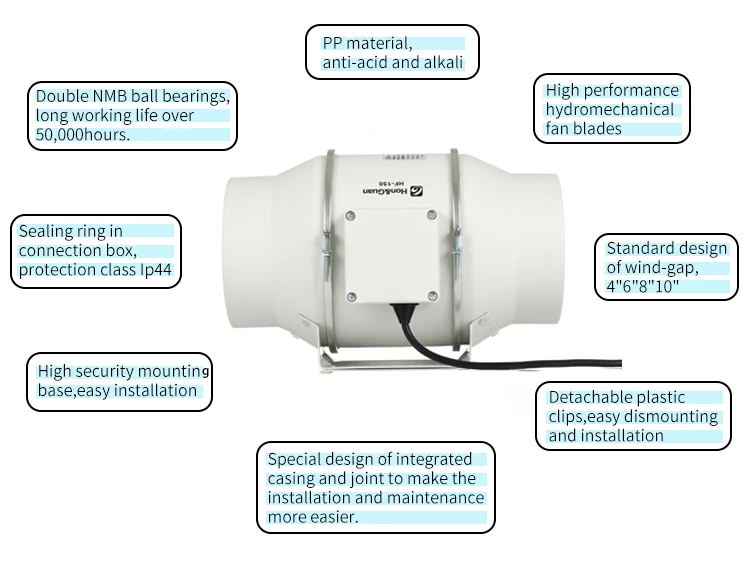 200mm in line duct fan direct supplied by shenzhen manufacturer