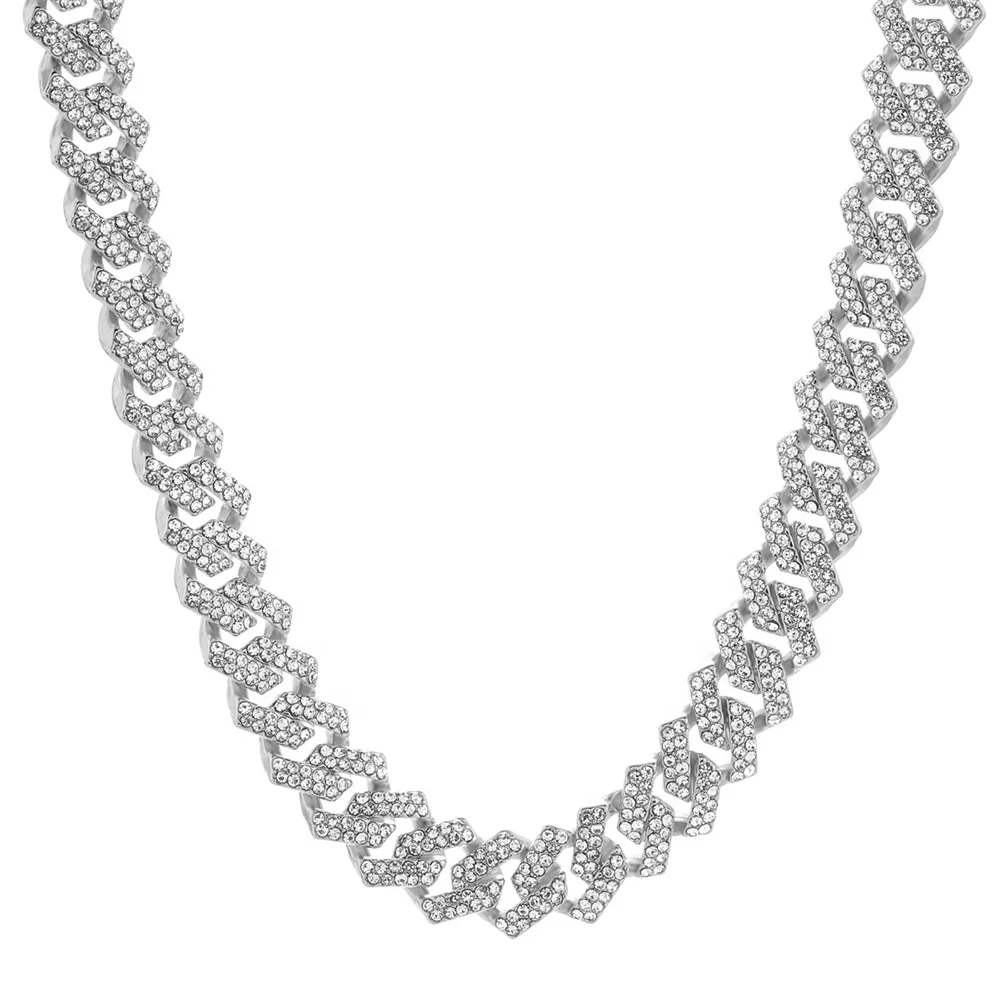 2023 fashion jewelry Cuban Link Chain Necklace 18K Gold plated Iced Out CZ Cubic Zirconia Cuban Chain Necklace For Men woman