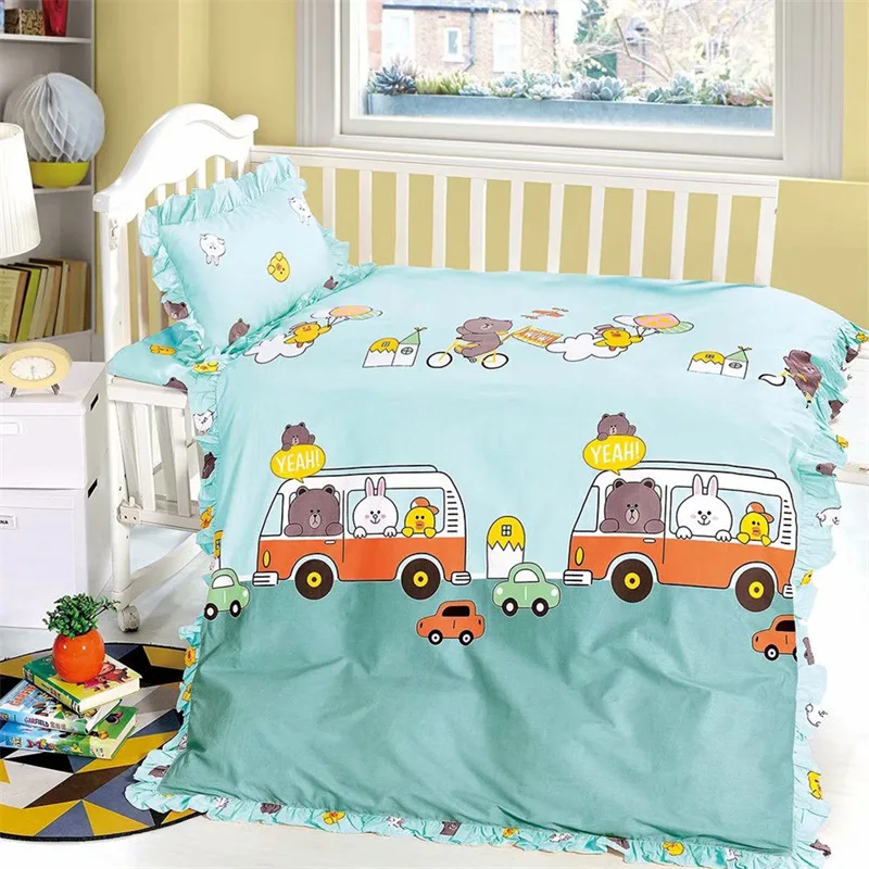 cheap cotton crib bedding set cot bed linen baby comforter set baby nursing bedding set infant kids bedding quilt sheet pillow