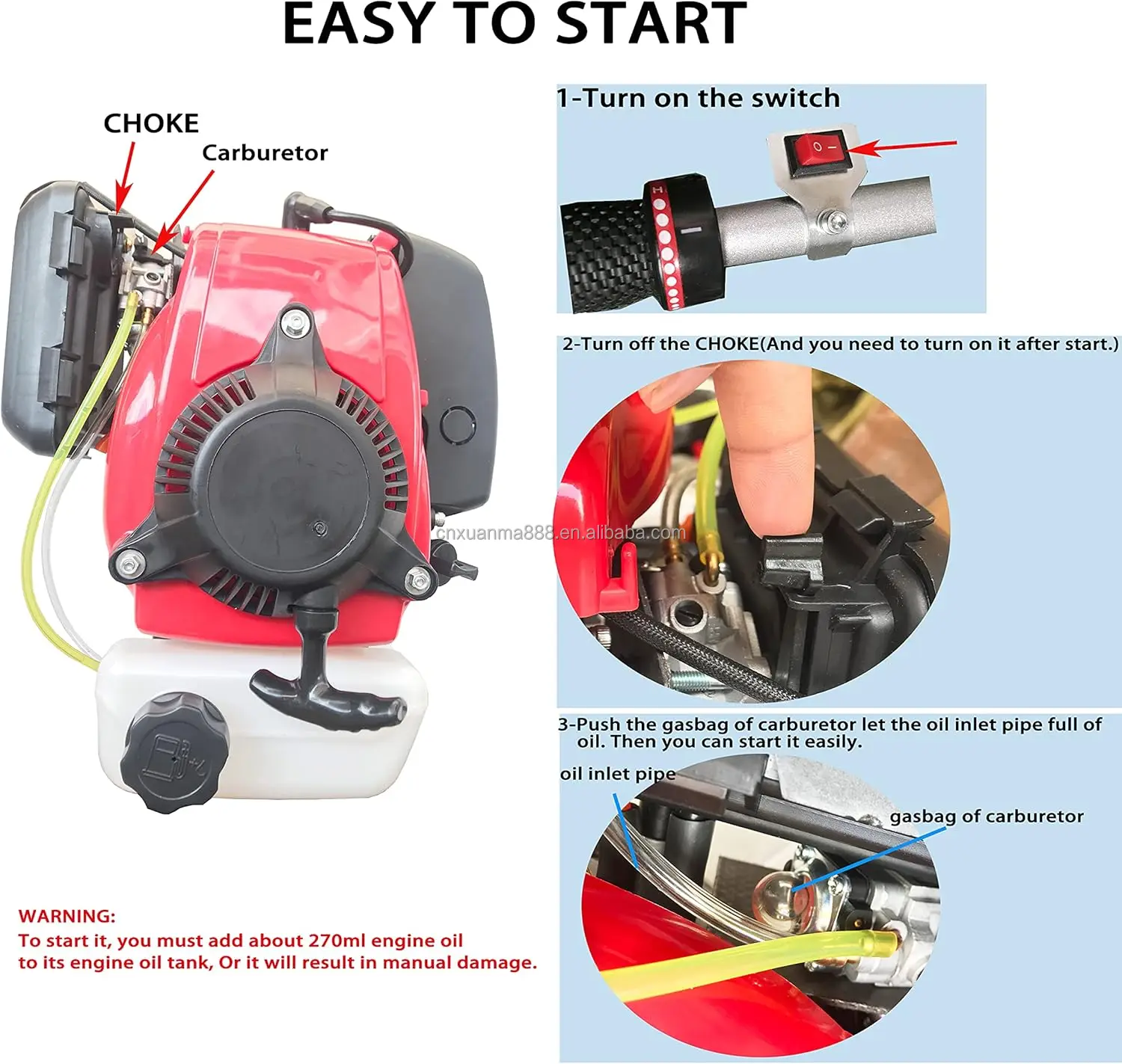 Outboard Motor Boat Engine 4 Stroke 4.0 HP Marine Boat Motor with Air Cooling System and Manual Pull Start