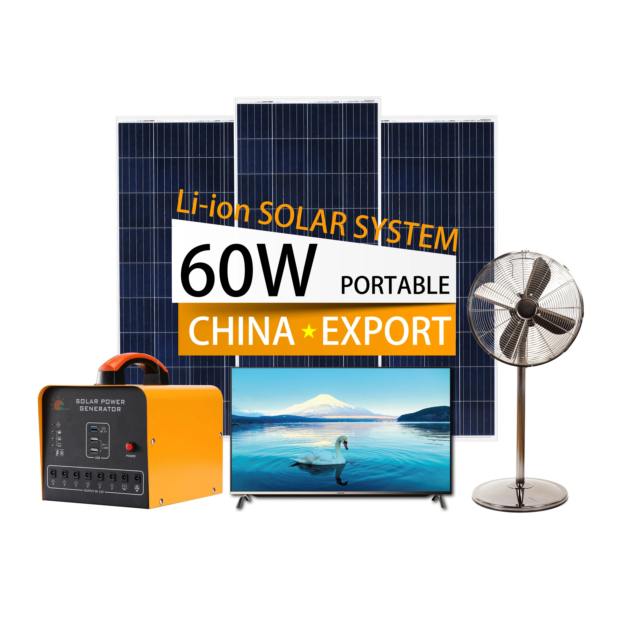 Высококлассная портативная литий-ионная солнечная электростанция MPPT 12 В 5 в 60 Вт