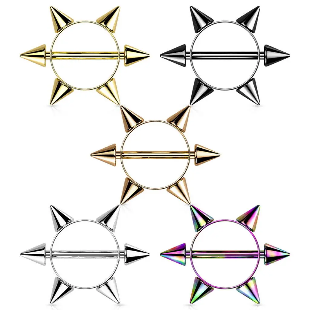 Xinfocus Spike Nipple Rings Wholesale Body Jewelry 14 Gauge Surgical Steel Nipple Piercing Jewelry