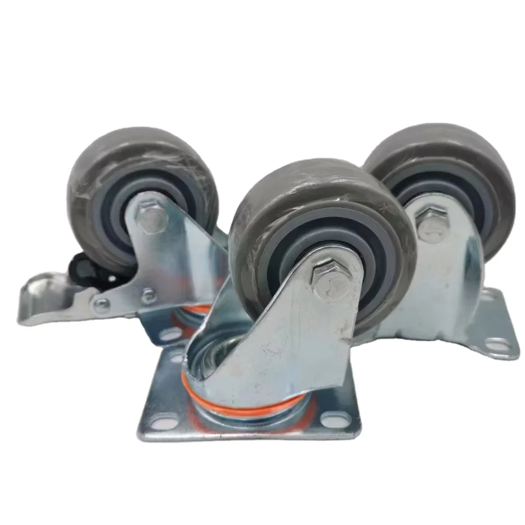 Medium Duty 3 inch Grey TPR  Wheels Castors Industrial Caster Wheel For Trolley Cart