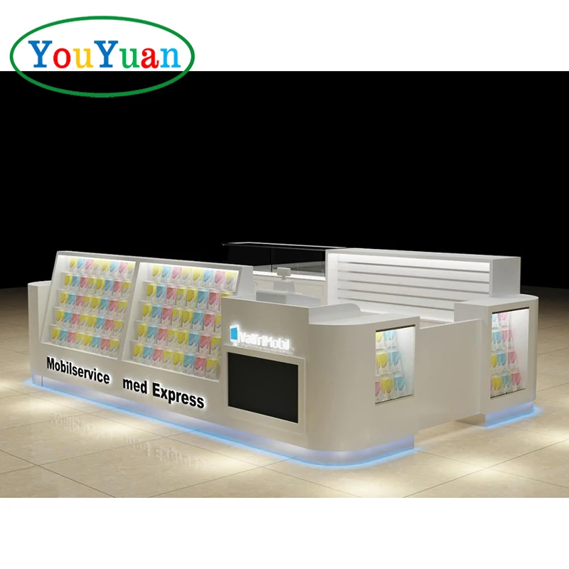 Modern Accessories Glass Mobile Phone Case Display Showcase Custom Shopping Mall Kiosk for Cell Phone
