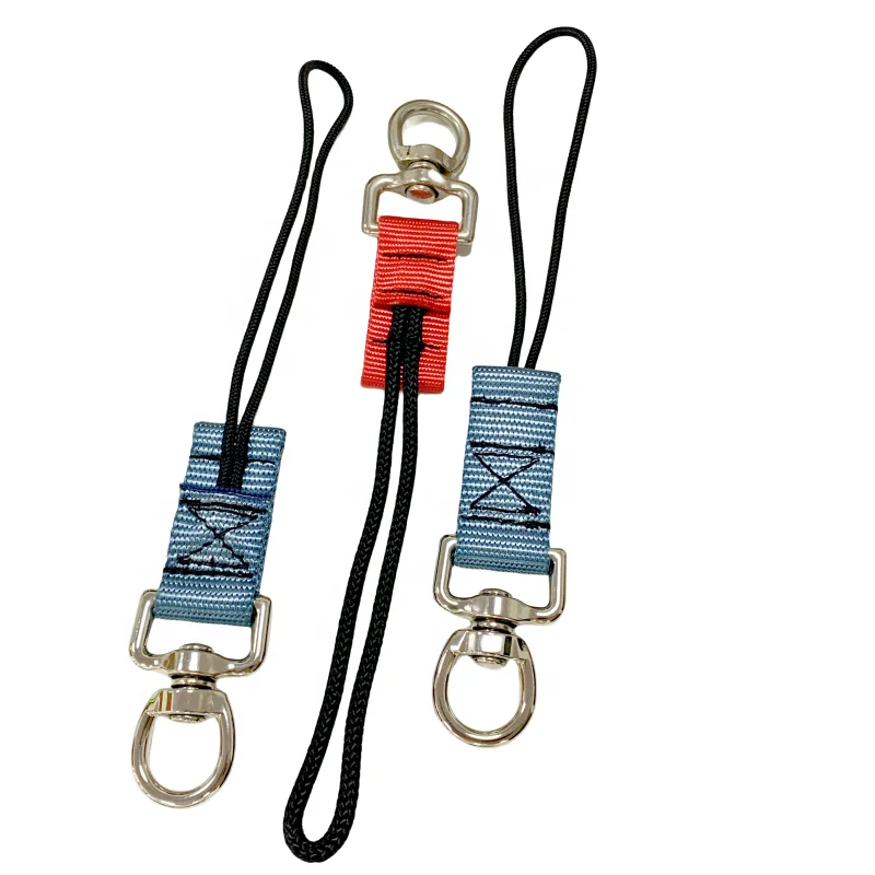 X-C-PIN 20mm 25mm width polyester cord tape tool tethering connectors tool lanyard with 360 Swivel metal D ring in 100mm length
