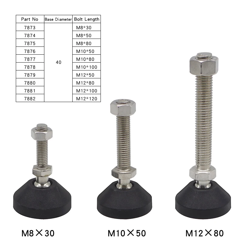 Foot mount 40 base  M8*30 bolt  Rotatable nylon large base glides rubber for t slot aluminum profile  #7873