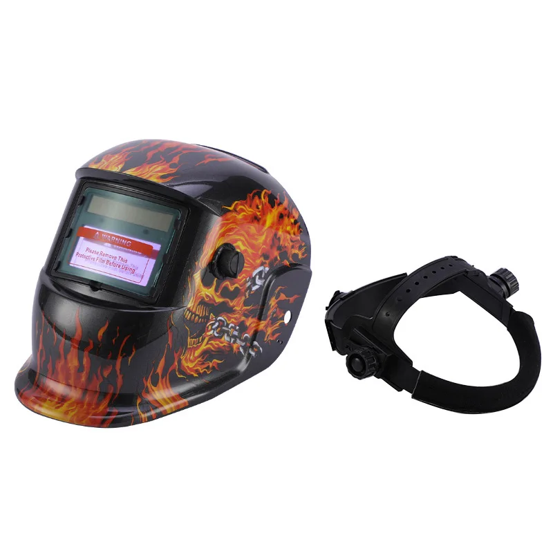 Factory Popular Anti Fire Skull Design Decals Stickers Solar Powered Argon arc Auto Darkening Adjustable Welding Helmet