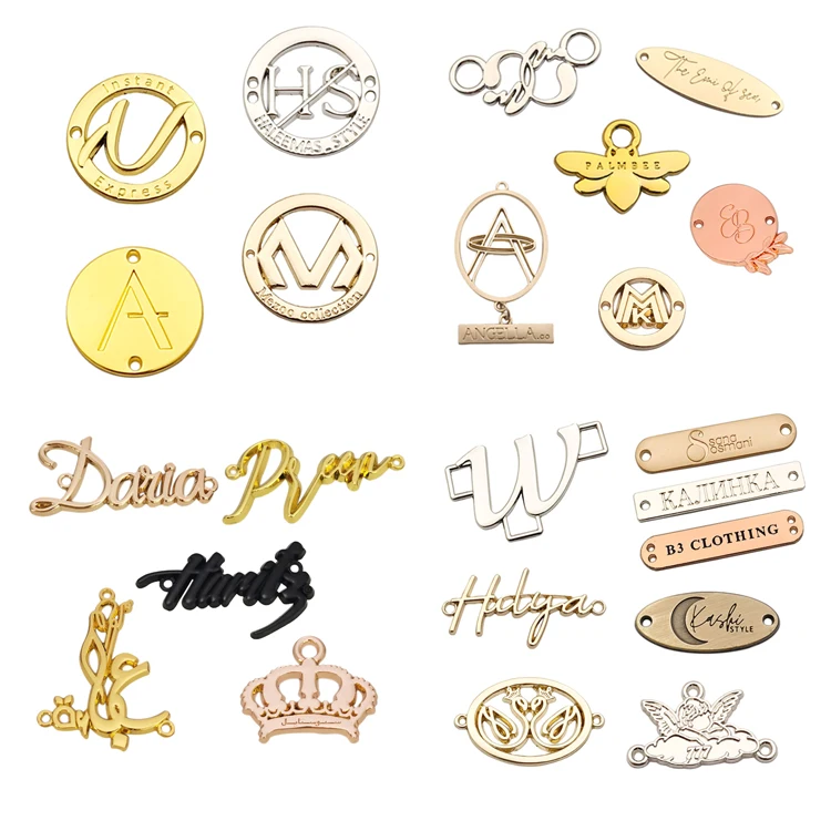 Hot sale engraved metal logo label custom clothing metal tag for swimwear garment scarf
