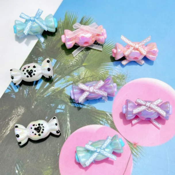 Candy Bow Plastic Hand Painted Beads Pen Bead Loose Beads For DIY Phone Chain Bracelet Making