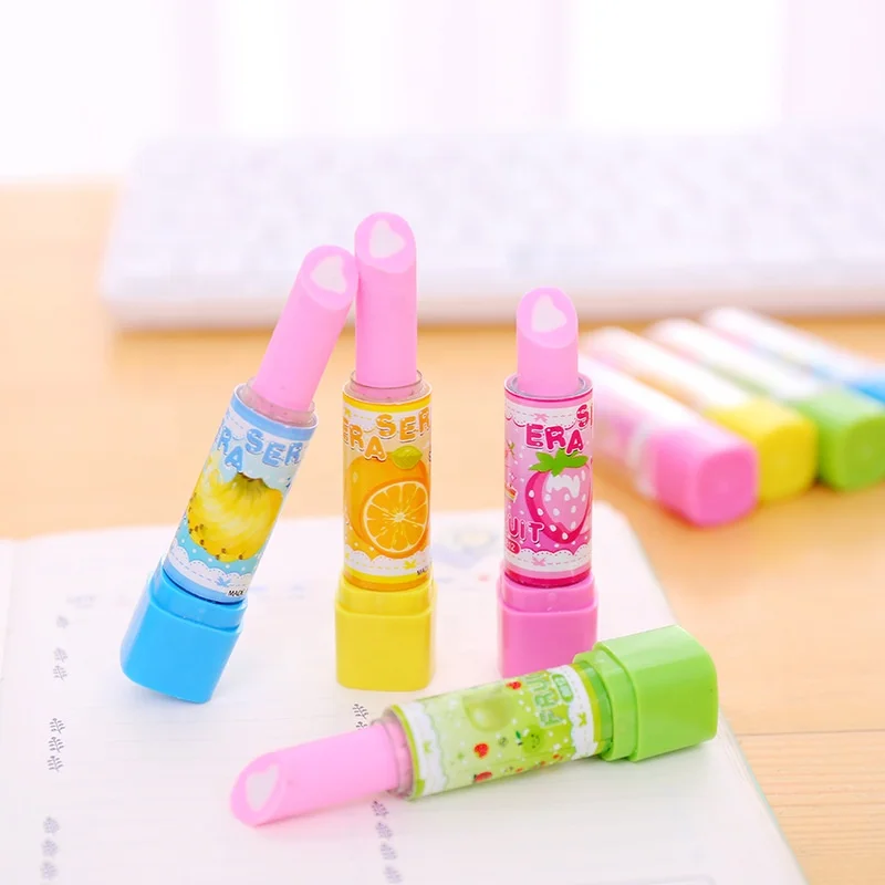 Creative stationery set cartoon lip gloss eraser lipstick eraser