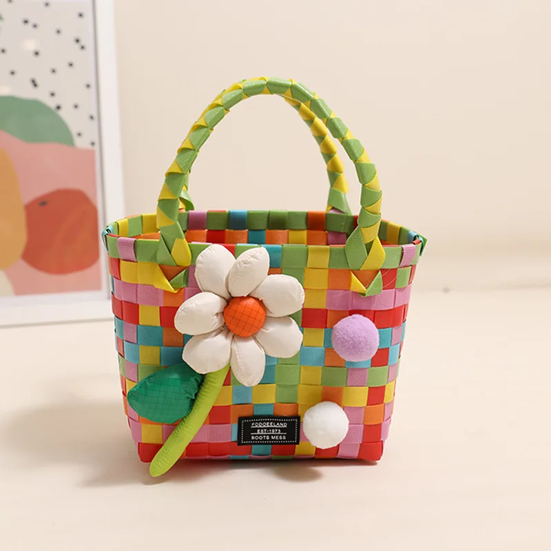 Niyang new design cute lovely children baby girls boys summer travel holiday beach pp straw bag kids mini basket