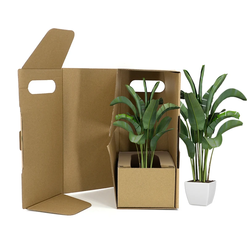 Wholesale Live Potted Plant Packing Box Durable Wall Kraft Paper Corrugated Cardboard Plant Shipping Box for Transportation