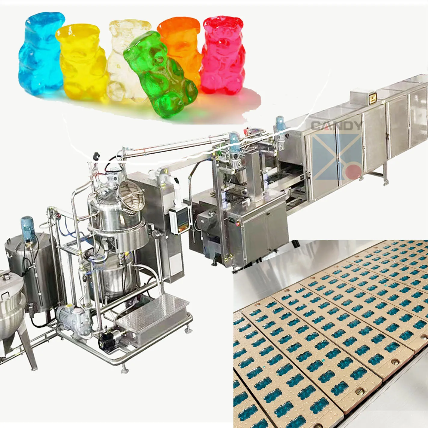SGDQ600 high quality large capacity stainless steel 304 316 health vitamin gummy bear machine candy depositing line