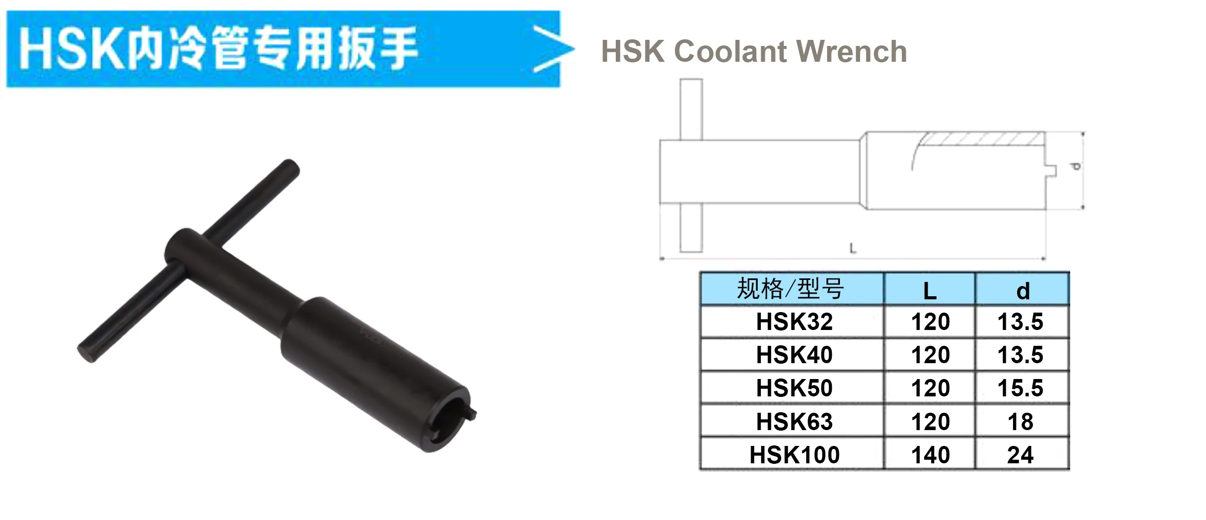 High quality HSK tool holders accessories HSK coolant tube wrench HSK32 HSK40 HSK50 HSK63 HSK100 coolant tube Spanner