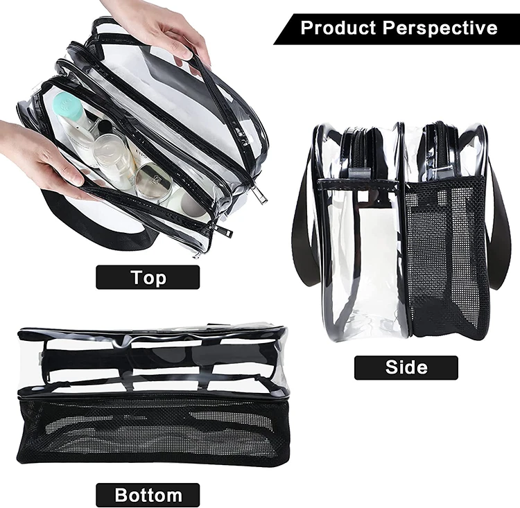 Clear Cosmetics Bag Toiletry Bag, Large Clear Travel Bag for Toiletries, Waterproof  Draining Transparent Makeup Bag Tote Bag