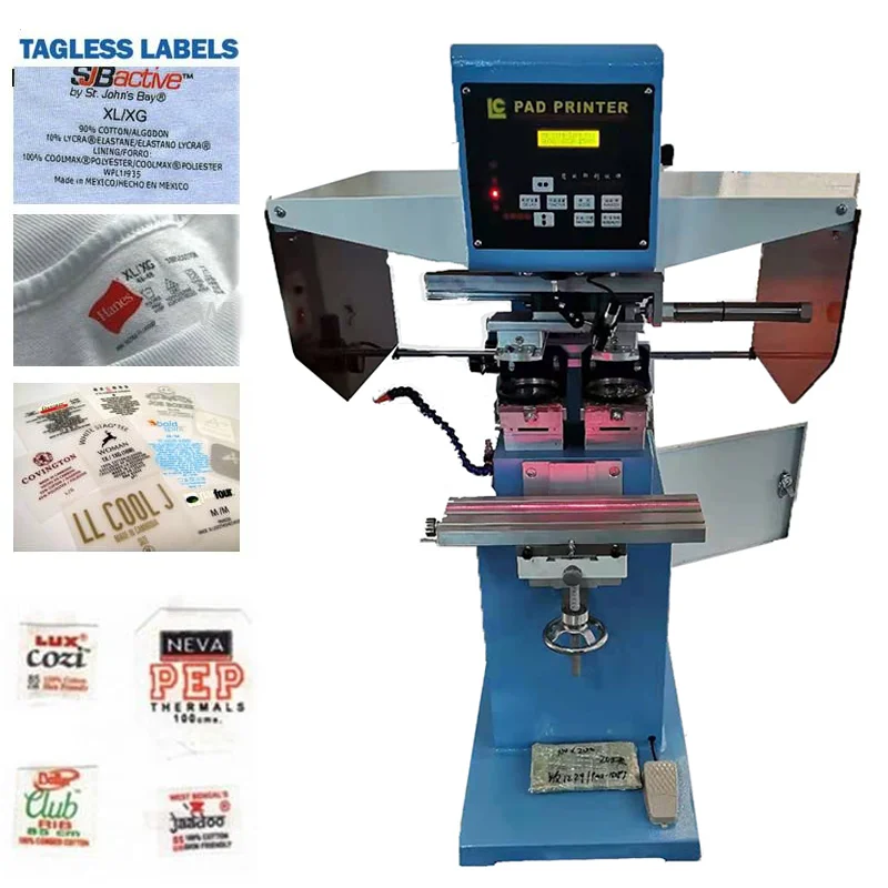 2-color neck label tampo printer pad printing machine for clothes stand