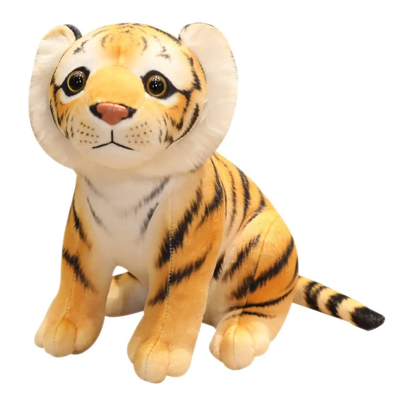 Custom realistic stuffed tiger animals toy lion cheetah plush pillow doll props decoration wholesale