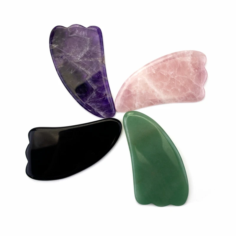 100% Natural Scraping Massage Face Gua Sha Jade Massage Tool Amethyst Gua Sha