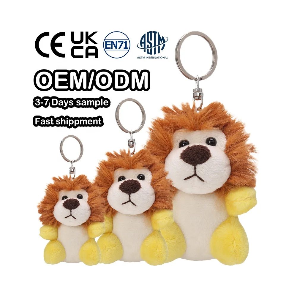 OEM Custom Animated Character Anime Keychain Figures Cheap Cartoon Mini lion Stuffed Animals Plush Toy