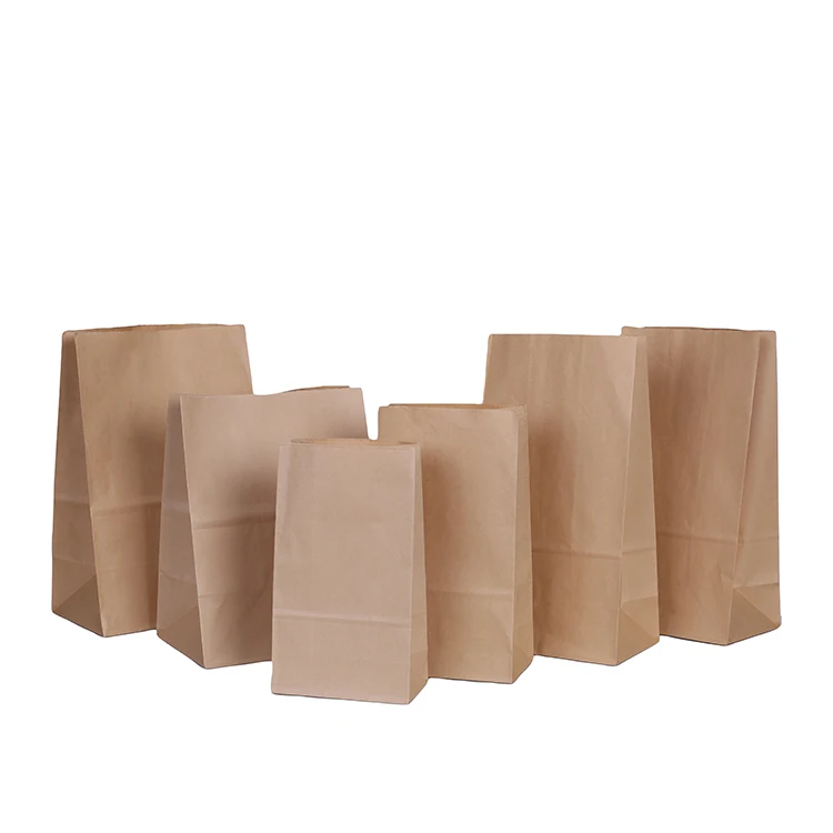 Custom Logo fashion printed food packing bag shopping paper bag brown fast food kraft paper bags