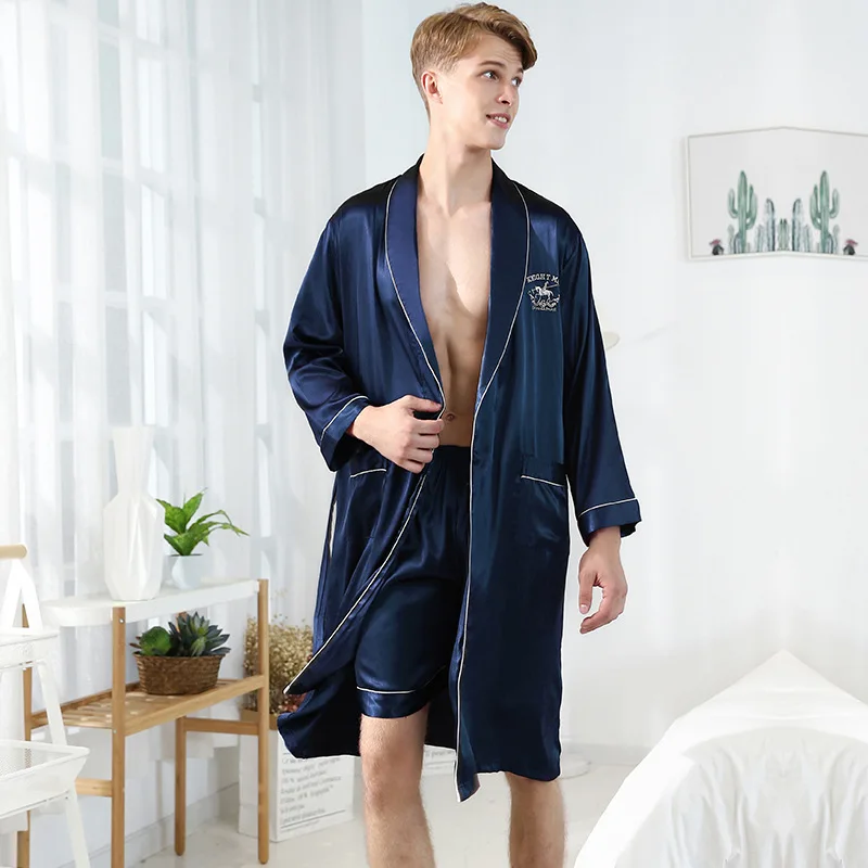 NANTEX Wholesale Men Loungewear Robes sleep set men luxury custom logo Satin And Silk bathrobe