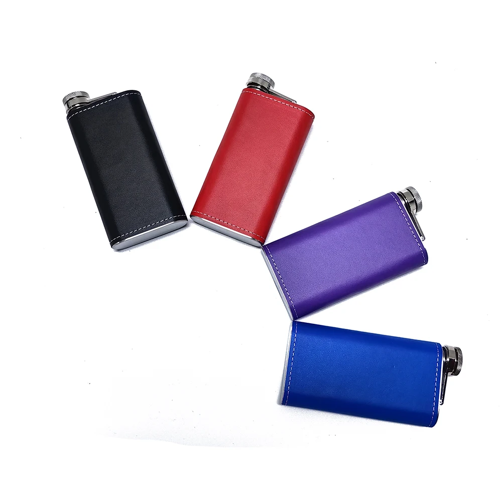 New Arrival Leakproof Portable 5 oz Full Grain Leather Wrapped Stainless Steel Wine Whiskey Hip Flask for Travel Camping Picnic