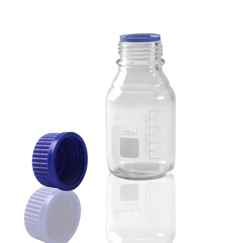 
250ml Glass media bottle Blue cap bottle 