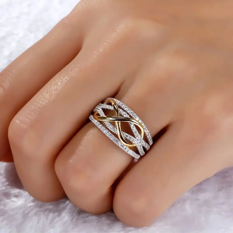 Dropshipping Discount Jewelry Rings Woman Plated Silver Infinitiy Gold Ring