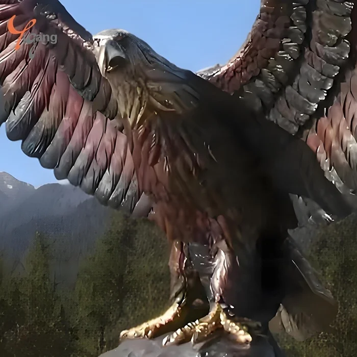 Factory High Quality Custom Brass Bronze Large Realistic Outdoor Eagle Sculpture Hand-Cast Art Statue Design