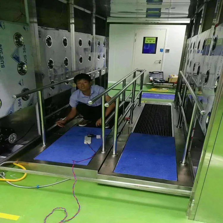 Air Shower Clean Room 1.8 meter length Shoe Sole Cleaning Machine with Hand rail