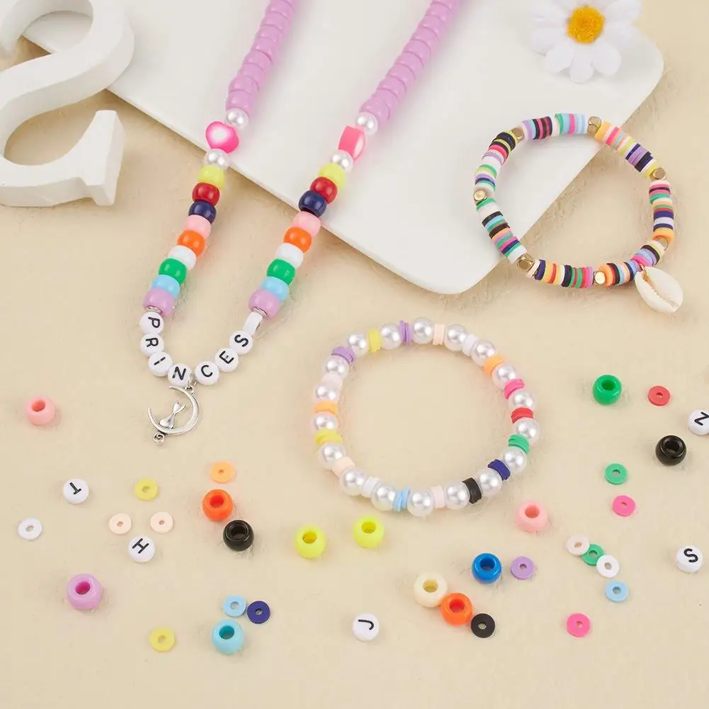 New Style 12 Color 6 Mm Pony Letter Beads Made Acrylic Resin Glass Pearl Polymer Clay Beads Kit Bracelet