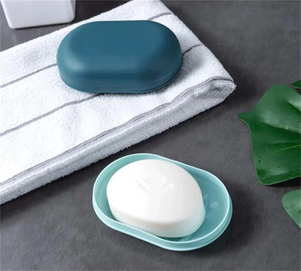 Plastic Bathroom Shower Soap Box With Lids Travel Portable Small Soap Tray Dish Storage Holder Plate Home Toilet Drain Case