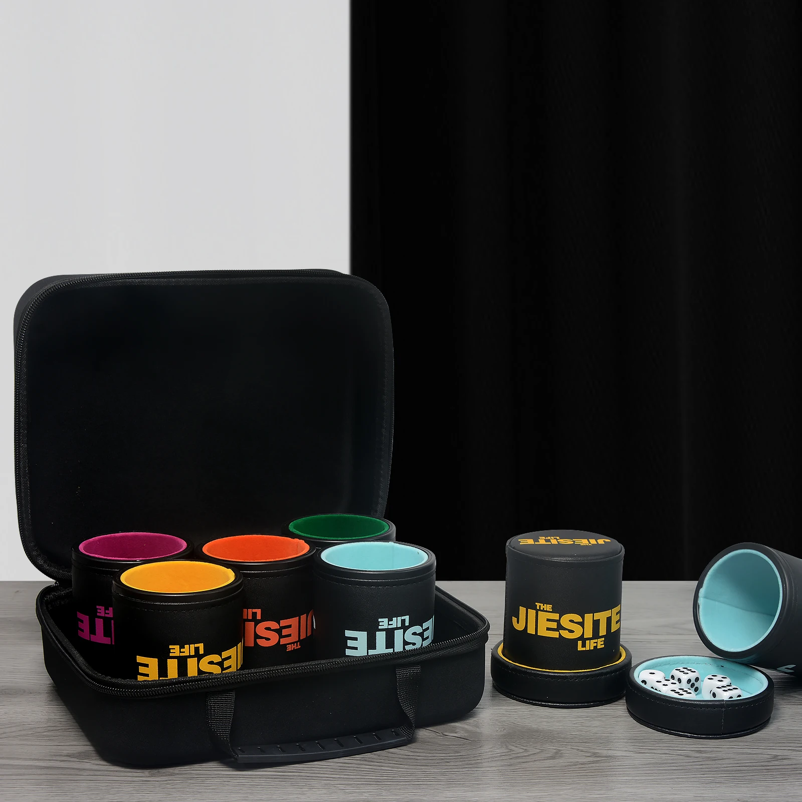 5pcs/SET Casino custom leather dice cup  Gambling  Drinking Dice Set with Cup  leather dice cup with box family games