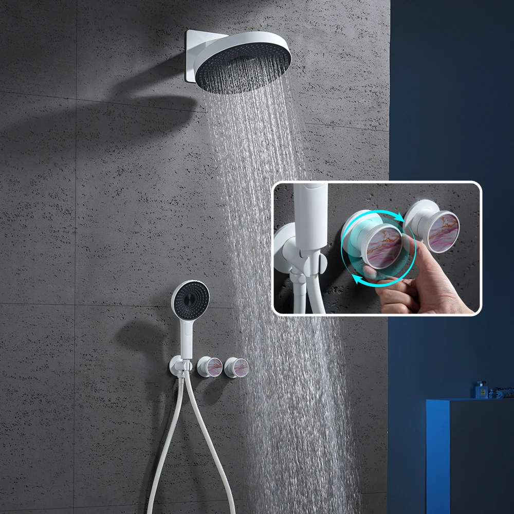 Modern Concealed Shower Set Rain Shower Kit for Bathroom Recessed Shower Mixer Valves Copper Built-in