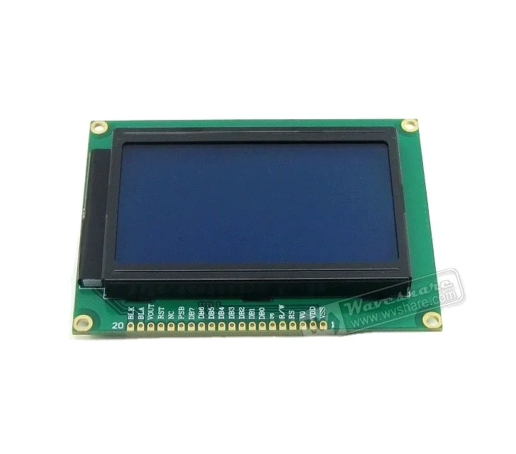 Lonten Lonten 3.3V 12864 Graphic LCD Module with128x64 dots and ST7920 / ST7921 IC TN/STN Blue Backlight White Character3.3V For