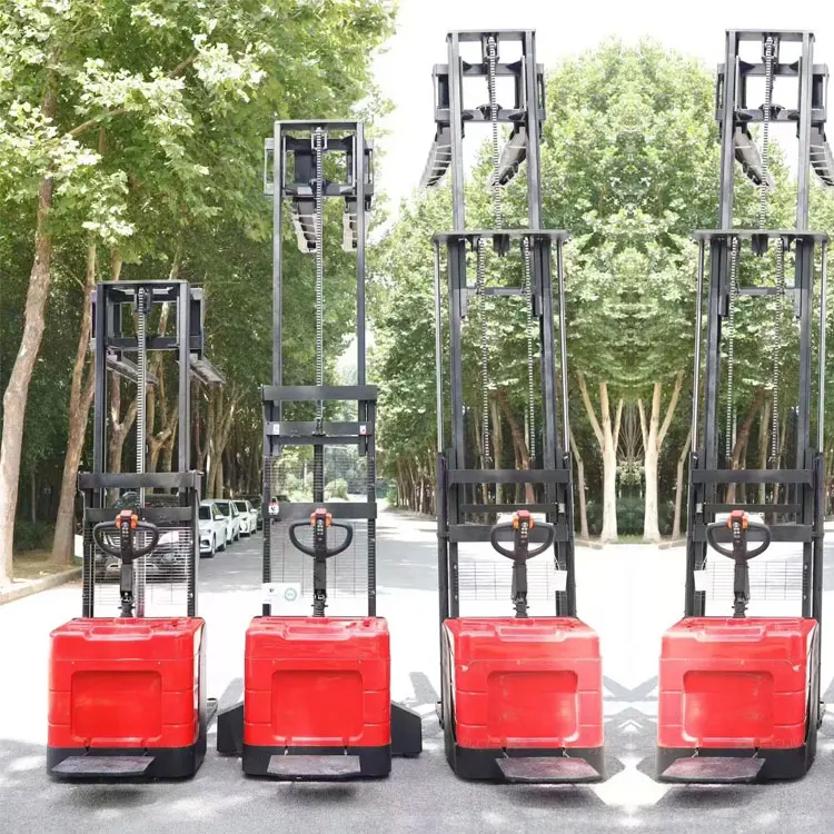 Construction Equipment Walking type Semi Electric Platform Truck Stacker Hydraulic Hand Electric Pallet Truck Forklift Stacker