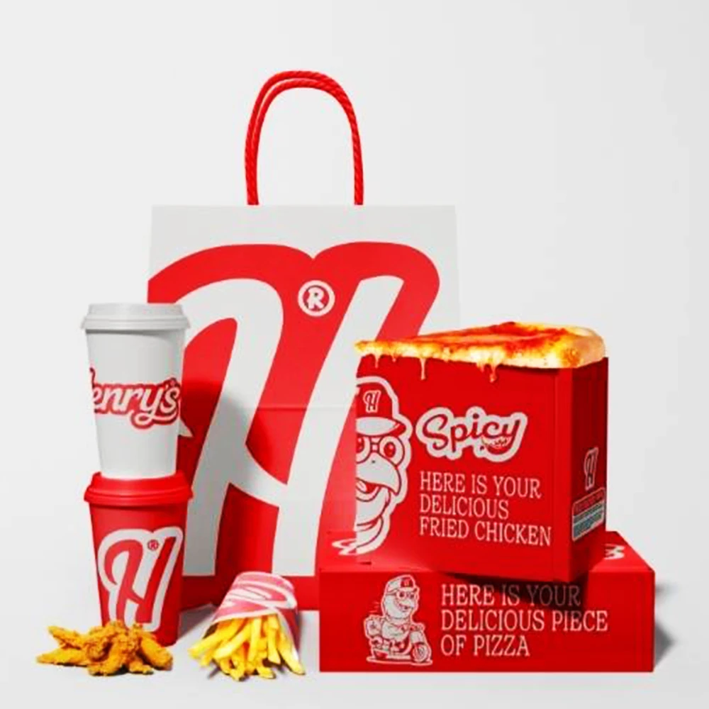 Custom logo design print eco recycle fast food packaging fries fried chicken togo take away burger kraft package paper box