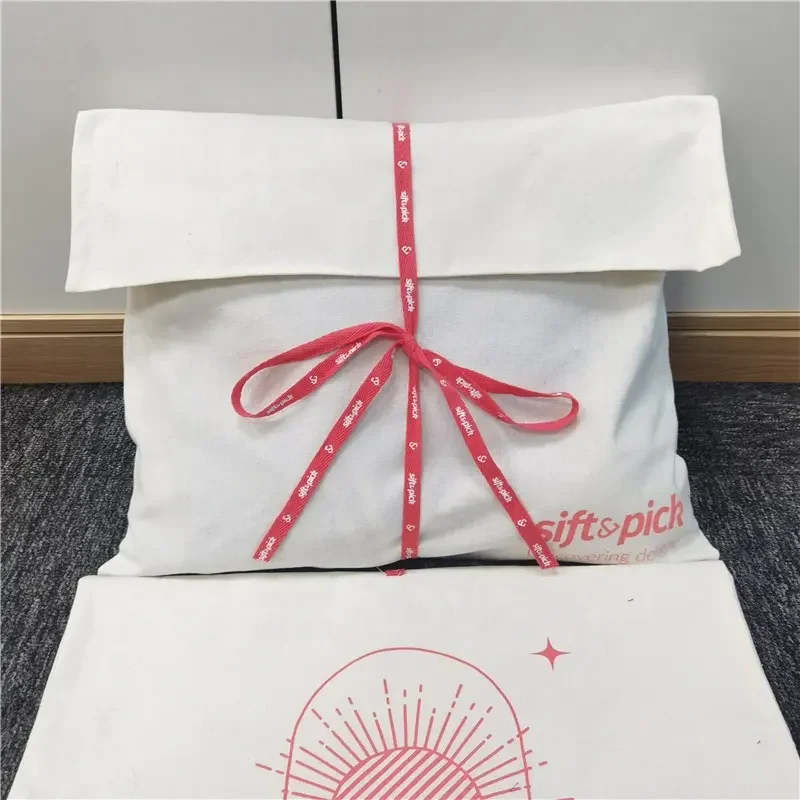 Hot Sale Large Organic Cotton Muslin Envelope Bag Pouch For Handbag Custom Logo Printed Cotton Envelope Dust Gift Bag