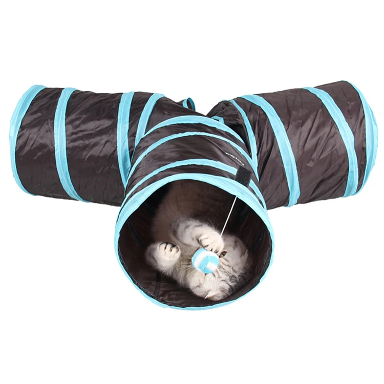  Indoor Outdoor Foldable 3 Holes Way Funny Pet Cat Training Tunnel House