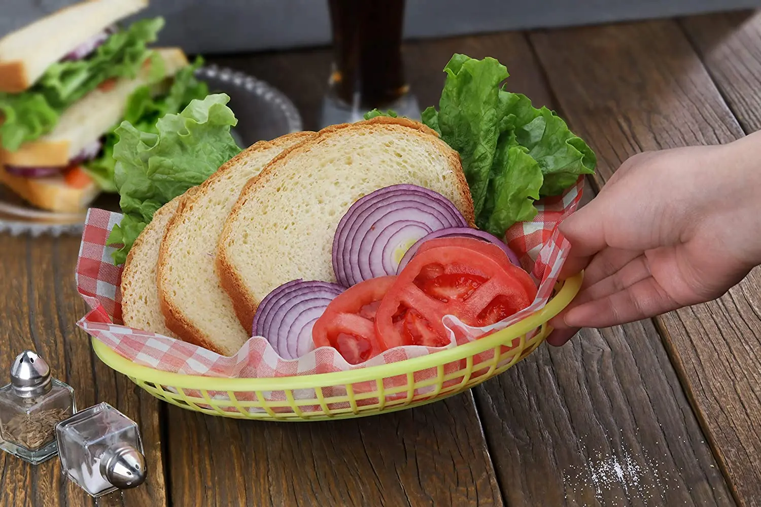 Plastic Fry Basket Oval Food Baskets Storage Tray for Fast Food Deli Serving Bread Fruits Sandwiches & Fries Baskets