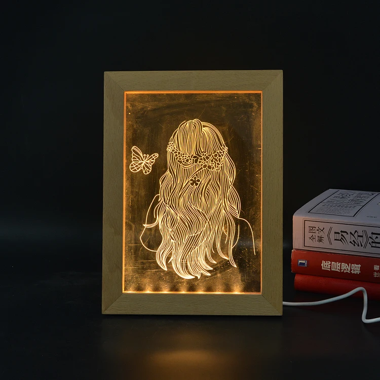 creative table lamp 3D acrylic led display  photo frame light