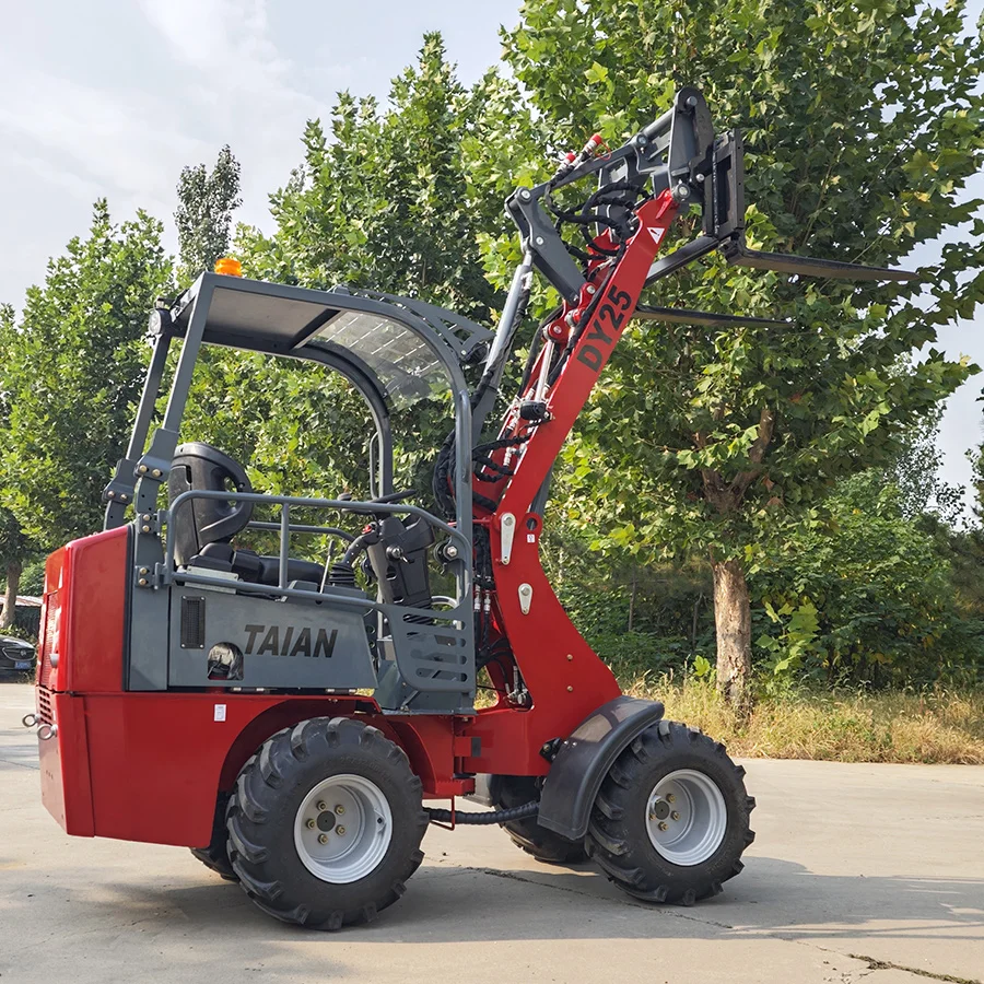 Китайский мини фронтальный погрузчик DY25 4 колеса Гидростатический гидравлический небольшой колесный
