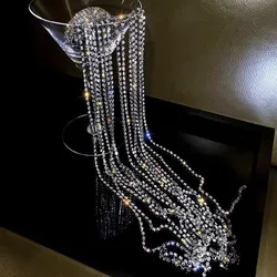NUORO Luxury Women Long Tassel Crystal Hair Decorate Headband Wedding Hair Accessories Luxury Hair Jewellery