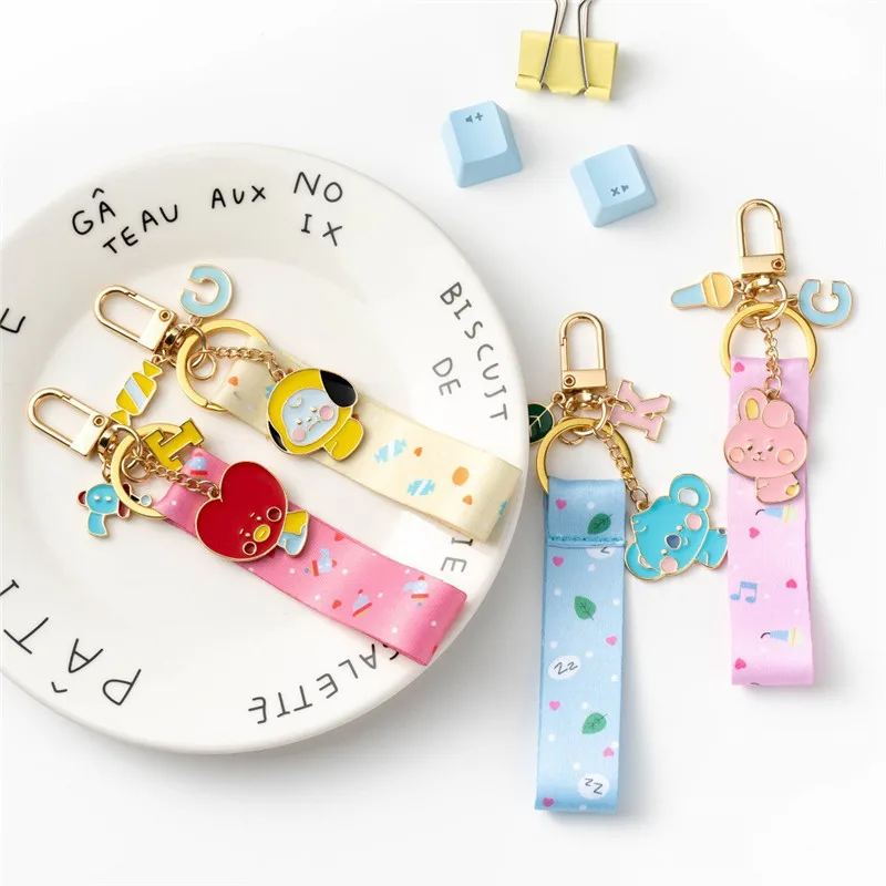 New Kpop Cartoon Bangtan Boys Q Style Keychain Custom Metal Keychain Bag Car Students Pendant Personalized Key Rings