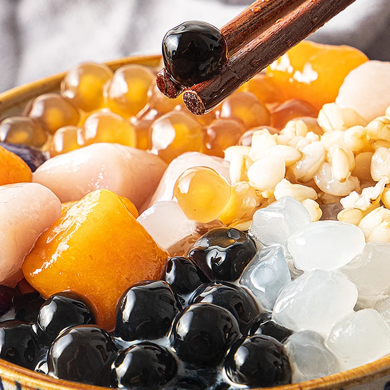 Fast Cook Bubble Tea Halal Dry 5 Min Raw Rainbow 1kg 3kg Ball Instant Black Boba Pearls Tapioca Manufacturer